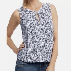CAbi Medallion Jersey Knit Sleeveless Wrap Top.